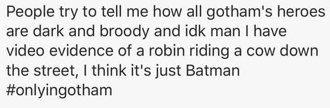 Only In Gotham Tumblr, Only In Gotham, Batfamily Funny, Gotham Villains, Superhero Memes, I Am Batman, Univers Dc, Batman Funny, Im Batman