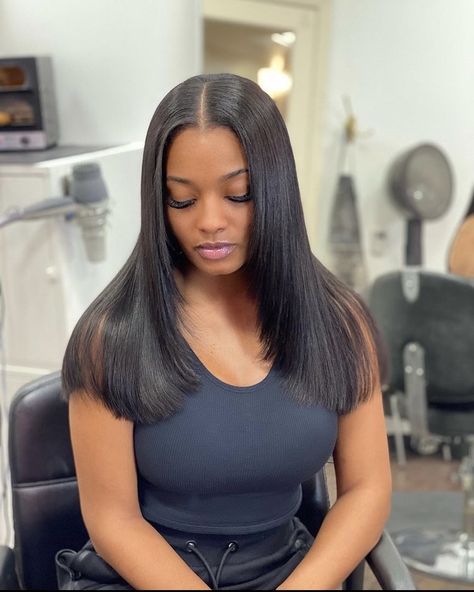 Pressed Natural Hair, Silk Press Natural Hair, Quick Weave Hairstyles, Hair Laid, Relaxed Hair, Front Lace Wigs Human Hair, Sew In, Straight Human Hair, Baddie Hairstyles