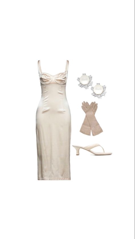 Dolce Gabbana Midi Dress 1970s Cultured Pearl Diamond Gold Stud Earrings via 1stDibs Rose Silk Lined Kidskin Leather Evening Gloves & Paris Texas Thong Strap Sandals Fancy Outfit, Evening Gloves, Fashion Moodboard, Paris Texas, Gold Stud Earrings, Mood Board Fashion, Diamond Gold, Pearl Diamond, Gold Stud