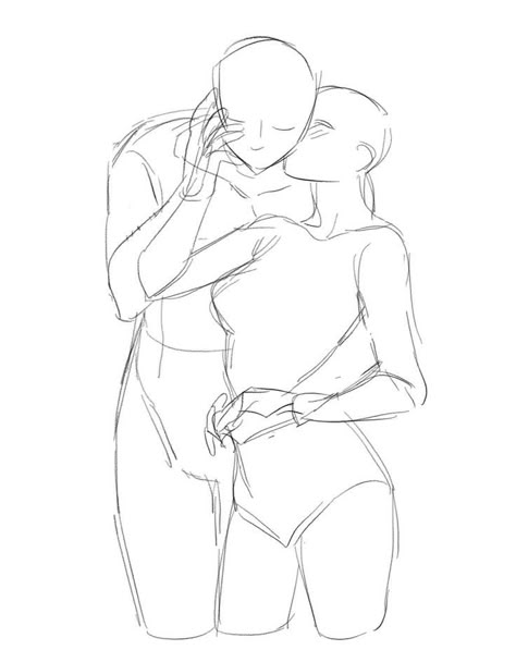 Back Hug Pose Reference, Shy Couple Poses Drawing, Back Hug Pose, Ych Poses Two People, Hug Pose Reference, Shy Couple Poses, Couple Poses Drawing Reference, Shy Couple, Ych Poses