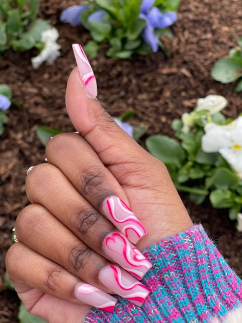 March nails ideas acrylic 
Spring 2022 nail art 
Pink swirl art 
Acrylic coffin nails Nails Acrylic Lines Design, Pink Abstract Nails Square, Hot Pink Abstract Nails, High School Nails Ideas, Nail Ideas Blue And Pink, Hot Pink And White Acrylic Nails, Pink Line Nails, Pink Squiggle Nails, Nails With Squiggly Lines