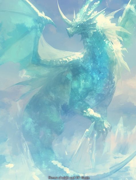 Ice Dragon (Unit) —day 19 Ice Monster Fantasy Art, Ice Creature Fantasy Art, Ice Dragon Aesthetic, Ice Creature, Ice Animals, Ice Warrior, Dark Element, Gem Dragon, Frost Dragon