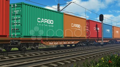 Cargo Train, Green Transportation, Pavilion Design, Freight Train, Cargo Container, View Video, Box Car, Photo Illustration, Typography Design