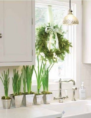 8 Ways to Dress Up the Kitchen Window {without using a curtain} | TIDBITS&TWINE Window Wreaths Indoor, Wreath In Kitchen, Kitchen Window Wreath, Window Wreath, Over Sink, Christmas Tablescape, Cottage Christmas, Kitchen Window Treatments, Christmas Kitchen Decor