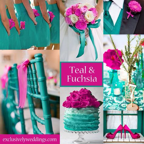 Teal Wedding Centerpieces, Fuchsia Wedding Colors, Fuschia Wedding, Wedding Theme Design, Teal Wedding Colors, Black Wedding Decorations, Wedding Themes Spring, Best Wedding Colors, Fuchsia Wedding