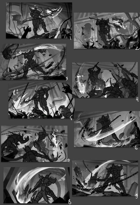 ArtStation - Revenant, Anastasia Bulgakova Key Moment Concept Art, Illustration Composition Ideas, Action Concept Art, Action Composition, Battle Concept Art, Thumbnail Reference, Character Thumbnails, Lol Splash Art, Art Thumbnails