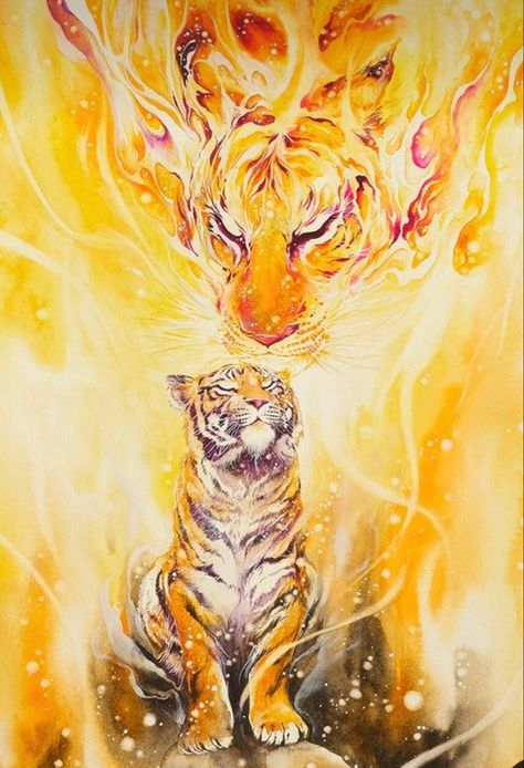 Goddess Rhiannon, Tiger And Dragon, Barbie Dog, Fire Tiger, Abstract Animal Art, Il Re Leone, Creature Artwork, Image Cat, Ink Watercolor