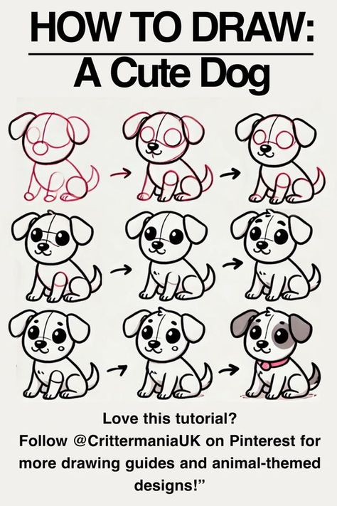 How to Draw a Cute Dog | Easy Step-by-Step Tutorial Drawings step by step for kids #drawingsstepbystepforkids Drawing ideas #drawingideas Drawing ideas for kids #drawingideasforkids 4.1 Animal Doodles Simple Step By Step, Easy Dog Drawing Simple Step By Step, How To Draw A Dog Step By Step, Draw Dog Step By Step, Easy Halloween Drawings, Dog Drawing Simple, Hard Drawings, Drawing Ideas For Kids, Easy Flower Drawings