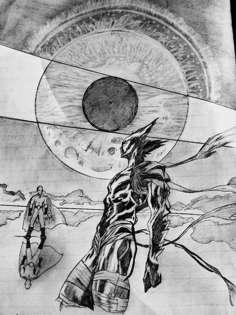 Saitama Vs Garou Manga, Cosmic Garou Vs Saitama, Garou Sketch, Saitama And Garou, One Punch Man Sketch, Garou Drawing, Saitama Sketch, Drawing Saitama, Saitama Drawing