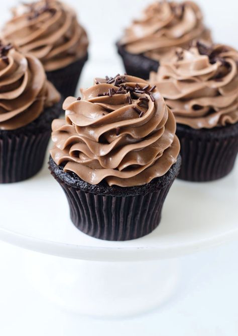 Nutella Cupcakes Chocolate Buttercream Recipe, Chocolate Swiss Meringue Buttercream, French Buttercream, Nutella Cupcakes, Preppy Kitchen, White Cake Recipe, Cupcake Recipes Chocolate, Nutella Recipes, Yummy Cupcakes