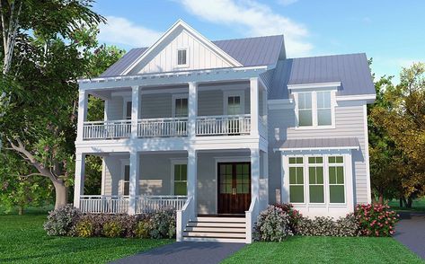 Oglethorpe Lane Double Porch House, Classic American House, Southern Colonial House Plans, Delivery Format, Grandma House, Brindleton Bay, Stacked Porches, Porch House, Sitting Nook