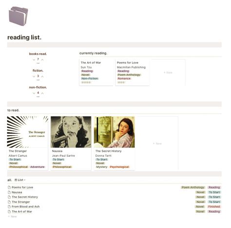 Reading Log Notion resumetemplateword Reading Log Notion Template, Macbook Costumization, Notion Reading Journal Template, Reading Log Notion, Notion Template Reading List, Notion Reading Journal, Notion Book List, Notion Reading Tracker, Notes On Notion