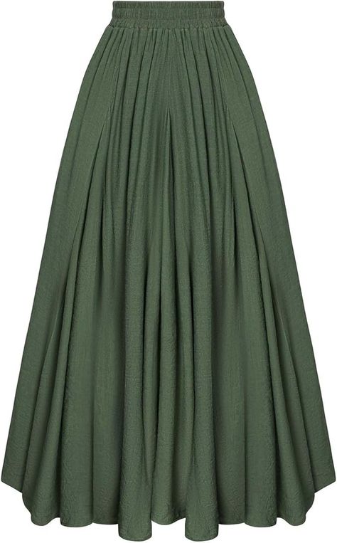 Medieval Corset, Long Green Skirt, Casual Maxi Skirt, Olive Green Skirt, Long Skirt Casual, Skirt Flowy, Skirts Flowy, Rose Skirt, Mum Fashion