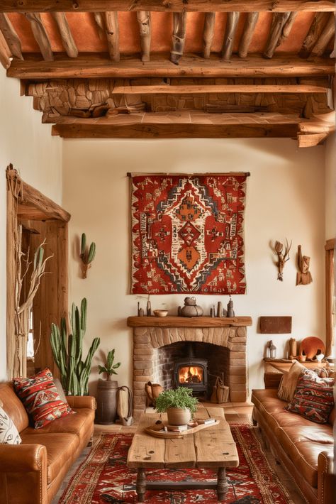 Arizona Home Interior, Southwestern Decorating Living Room, Santa Fe Living Room, Vintage Kitchen Decor Ideas, Southwestern Living Room Ideas, Santa Fe Style Decor, Southwestern Interior Design, Southwest Interior Design, Southwestern Interior