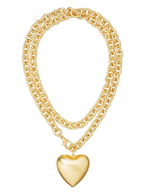 Roxanne Assoulin The Puffy Heart Necklace - Farfetch Elisa Johnson, Chloe 2024, Chunky Gold Necklace, Thrift Wishlist, Puffy Heart Necklace, Cool Necklace, Heart Necklace Gold, Roxanne Assoulin, Bday List