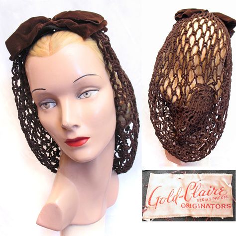 1940 Hats For Women, 1940 Style, 1940s Looks, 1940s Hats, 1940s Hairstyles, Fashion 1940s, Hair Net, Brittle Hair, 20th Century Fashion