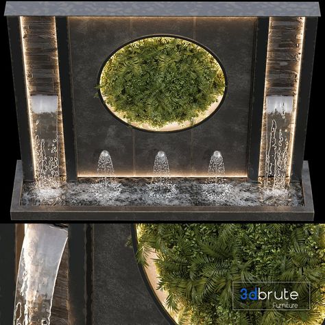 Waterfall fountains cascade 21 3d model Buy Download 3dbrute Terrace Waterfall Ideas, Pool Feature Wall, Waterfall Interior, Outdoor Wall Fountains, Outdoor Panels, Waterfalls Backyard, Waterfall Design, Waterfall Fountain, Pond Ideas