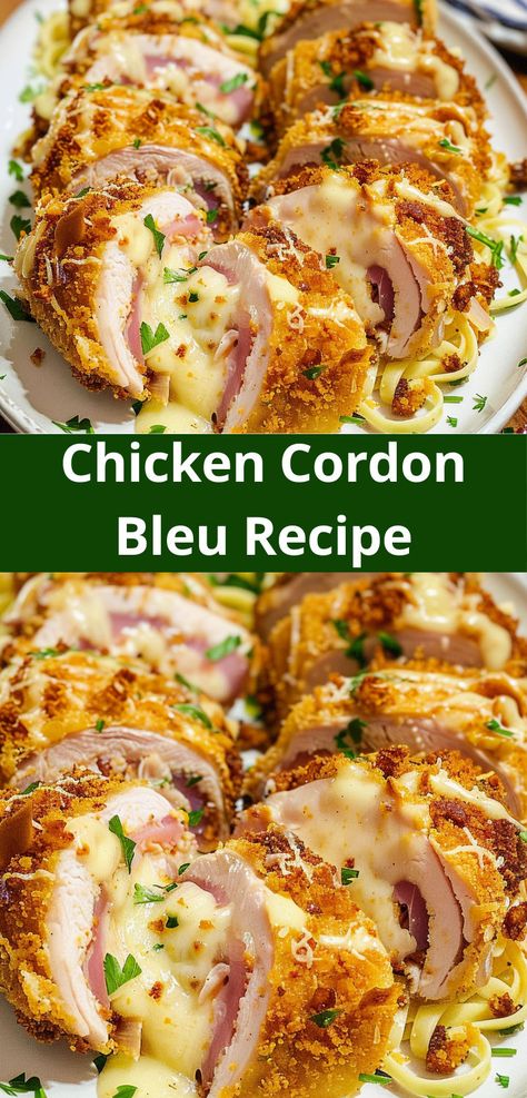 Easy Chicken Cordon Bleu recipe for a delicious family meal everyone will love. Best Chicken Cordon Bleu Recipe, Baked Chicken Cordon Bleu, Mix Vegetable Recipe, Easy Chicken Cordon Bleu, Cordon Bleu Recipe, Chicken Cordon Bleu Recipe, Chicken Ham, Delicious Family Meals, Chicken Cordon