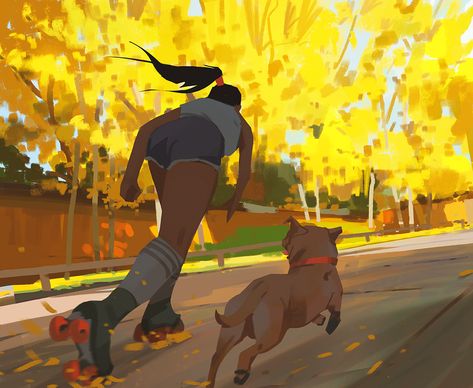 Atey Ghailan | Concept Art World Atey Ghailan, Roller Disco, Concept Art World, Mood Colors, Scene Design, Character Reference, Visual Development, Environmental Art, Art References