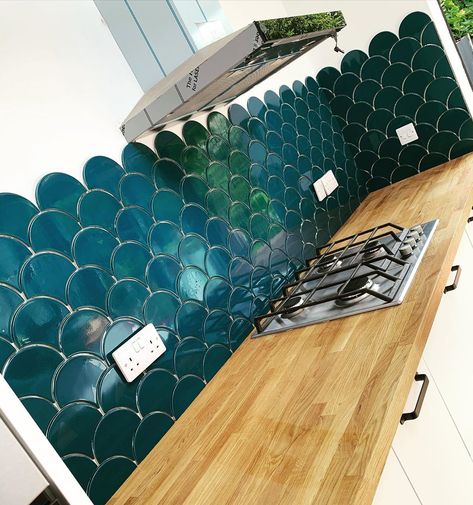 Naturally of Earth on Instagram: “They’ve been called mermaid tile, scallop tile, wave tile, ogee drops, sea tile, fish tile and a slew of others, but our hand-crafted…” Scallop Tile, Wave Tile, Tile Fish, Scallop Tiles, Mermaid Tile, Fish Tiles, Ogee Drop, Tile, Hand Crafted