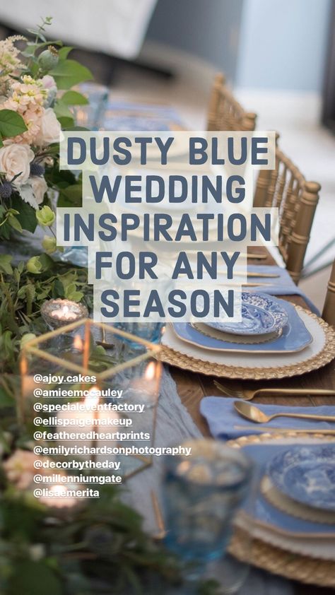 Wedding Reception Ideas Dusty Blue, Dusty Blue Wedding Tablescape, Dusty Blue November Wedding, Rustic Wedding Dusty Blue, Dusty Blue Wedding Centerpieces Rustic, Dusty Blue And Navy Blue Wedding Theme, Dusky Blue Wedding Decor, Dusty Blue And Burlap Wedding, Dusty Blue Wedding Round Table