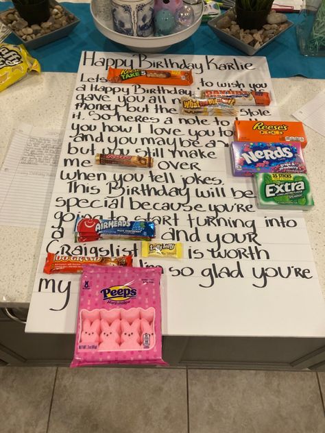 Ideas to give some one for there birthday Candy Board For Birthday, Birthday Candy Board, Candy Board, Candy Bar Birthday, Birthday Plans, Bday Gifts, Birthday Candy, Birthday Planning, Birthday Board