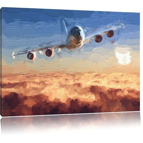 Aeroplane Oil Painting Print on Canvas East Urban Home Size: 80cm H x 120cm W Air Plane Painting, Plane Painting, Airplane Painting, Sky Art Painting, Airplane Art, Watercolor On Wood, Empty Wall, Amazing Art Painting, Bedroom Hallway