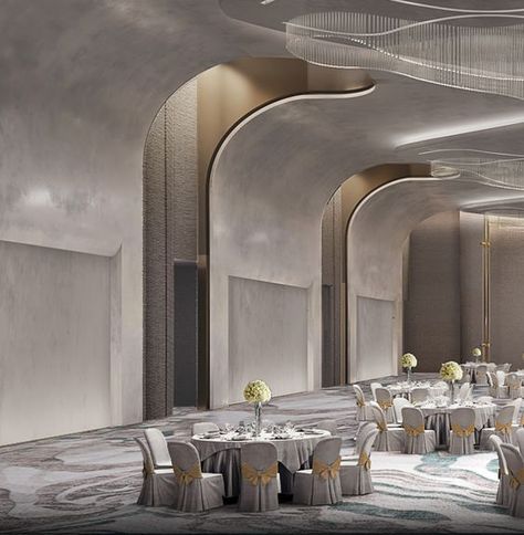 Modern Ballroom Design, Ballroom Design Interior, Modern Banquet Hall Design Interiors, Banquet Hall Design, Ballroom Interior, Ballroom Design, Concrete Effect Paint, Hotel Lobby Design, Lobby Interior Design