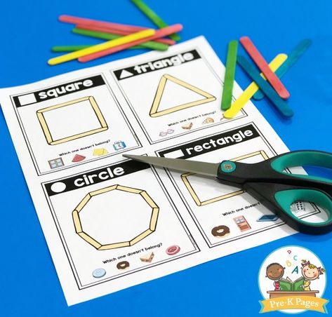 Craft Stick Shapes Building Activity for Preschool The Greedy Triangle, February Themes, Shape Activities, Activity For Preschool, Pre K Pages, Theme Activities, Prek Math, Craft Sticks, Pop Stick