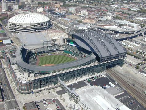 Kingdome and Safeco Field, 1999 | Item DSCN1561, A08-065, Se… | Flickr Mlb Stadium, Major League Baseball Stadiums, Safeco Field, Mariners Baseball, Mlb Stadiums, Shea Stadium, Nfl Stadiums, Baseball Park, Stadium Design