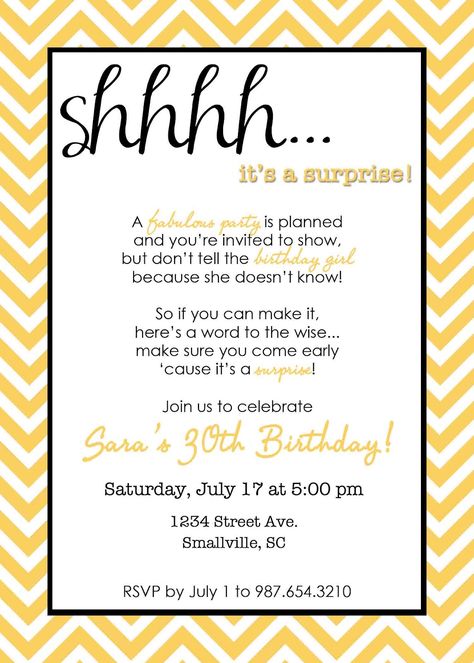 Download Wording for Surprise Birthday Party Invitations Birthday Invitation Text, 75th Birthday Invitations, Rsvp Wording, Birthday Invitation Message, Birthday Party Invitation Wording, Surprise 40th, Birthday Party Invitations Free, Surprise Party Invitations, 30th Birthday Party Invitations