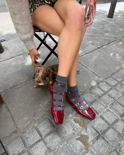 Red Ballerinas, Ballet Flats Outfit, Flats Outfit, Red Flats, Ballerina Shoes, Pretty Shoes, Dream Shoes, Red Shoes, Shapewear