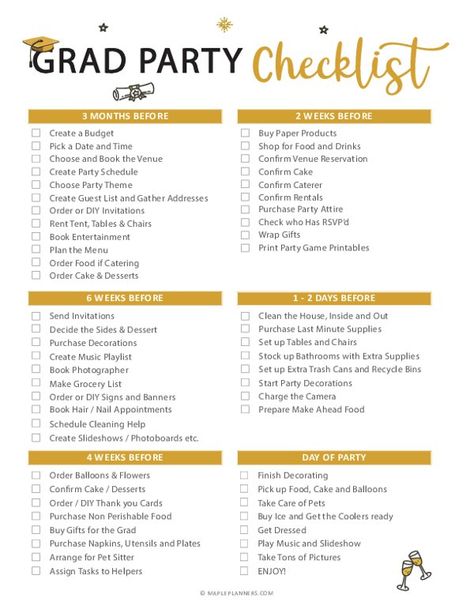 Graduation Party Checklist Planners, Checklist For Graduation Party, Graduation Checklist Party, Graduation Party Essentials, Grad Party Planning Checklist, Graduation Planning Checklist, Graduation Party List Checklist, Grad Party Checklist, Graduation Party Planning Checklist