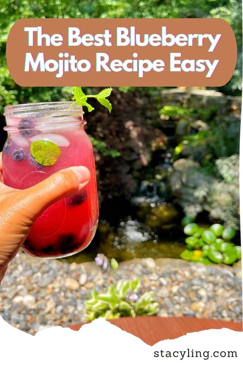 Looking for a beautiful summer cocktail that is simple to prepare and aims to please? Wait until you try this refreshing blueberry mojito recipe that is super easy to make! #summerdrink #summercocktail #mojito #mojitorecipe #mojitorecipeeasy #blueberrymojito #blueberrymojitorecipe #blueberrymojitorecipeeasy #berrydrinks #dinnerpartycocktails Flavored Mojito Recipe, Blueberry Lavender Mojito, Blueberry Mojito Recipe Pitcher, Blueberry Mojito Mocktail, Blueberry Mint Mojito Mocktail, Blueberry Mojito Recipe, Easy Mojito Recipe, Carb Friendly Recipes, Mojito Recipe Classic