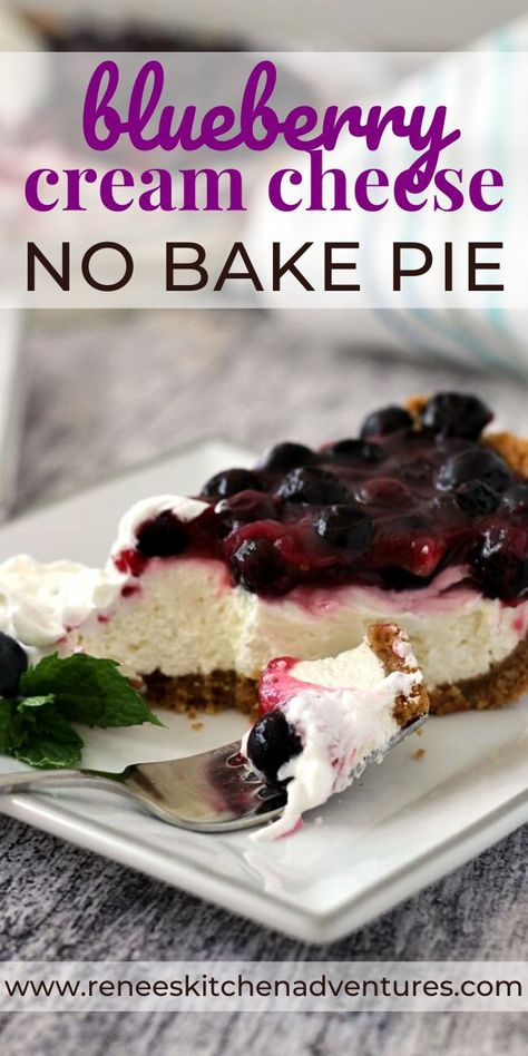 Blueberry Dessert With Graham Cracker Crust, Heavenly No Bake Mini Key Lime Pies, No Bake Blueberry Pie With Graham Cracker Crust, Blueberry Cream Cheese Pie Recipe, Cream Cheese Blueberry Pie, Blueberry Pie With Graham Cracker Crust, Blueberry Pie Graham Cracker Crust, Blueberry Pie Filling Recipes Easy, Blueberry Pie Recipe With Frozen Berries