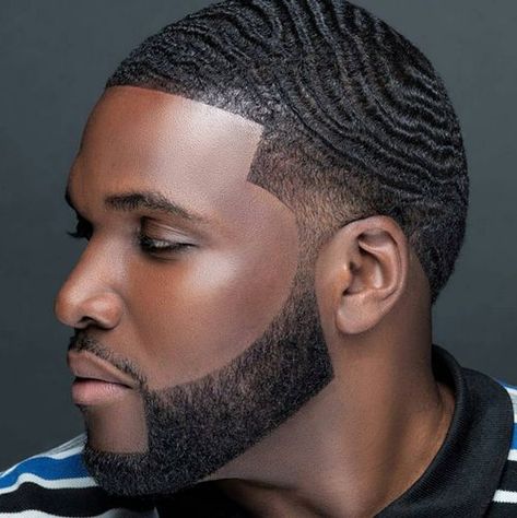 360 Waves Hair, Waves Hairstyle Men, Black Men Beard Styles, Caesar Haircut, Curly Beard, Waves Haircut, Black Men Beards, Black Men Haircuts, Pelo Afro