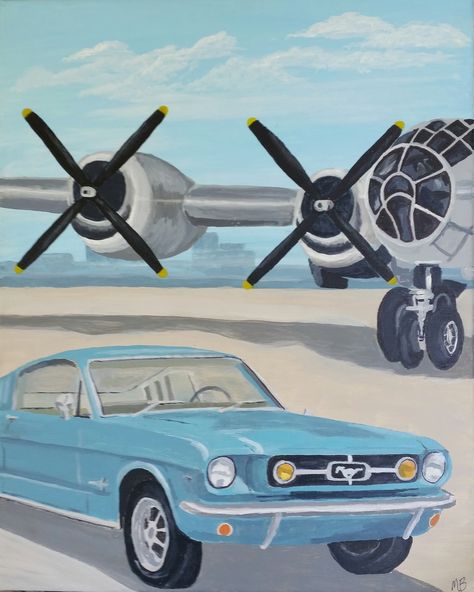 Mustang Painting Canvas Easy, Mustang Painting, Painting Canvas Easy, Acrylic Painting Simple, Cars The Movie, Painting Simple, 1965 Mustang, Mustang Fastback, Cartoon Painting