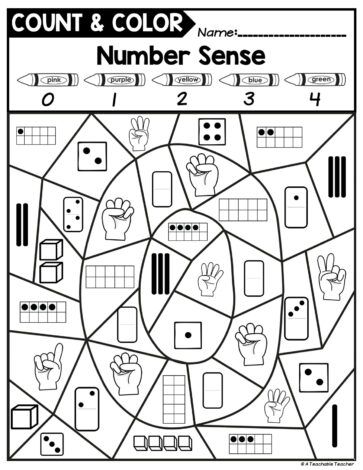 Count and Color - Number Sense Activities 0-10 - A Teachable Teacher Math Recovery, Number Sense Kindergarten, Number Sense Activities, Math Number Sense, Elementary Activities, Ten Frames, Kindergarten Graduation, Code Number, Math Geometry