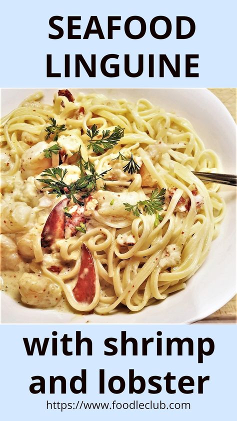 Creamy seafood linguine with lobster has to be one of my all-time favourite seafood pasta recipes. Sweet, juicy lobster chunks and succulent garlic shrimp, swimming in a mouthwatering creamy sauce, served on a bed of perfectly cooked linguine. What’s not to love? Pasta Recipes Linguine, Lobster Pasta Recipe, Lobster Linguine, Creamy Seafood Pasta, Seafood Linguine, Easy Suppers, Creamy Seafood, Lobster Pasta, Shrimp Linguine