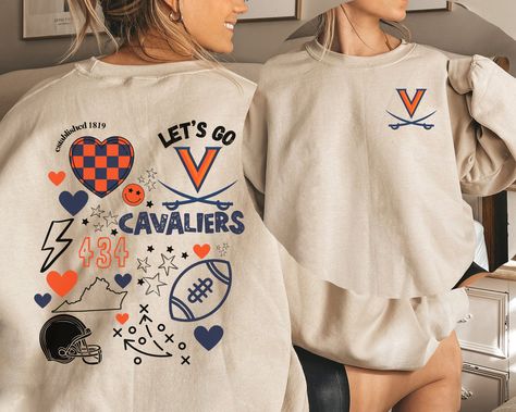 Cavaliers Game Day Sweatshirt Highschool Softball Shirts, Athletic Booster Club Shirts, School Spirit Crewneck, Team Merchandise Ideas, Spirit Wear Designs High Schools, College Club Merch Ideas, Lsu Football Game Outfit, Game Day Shirt Ideas, Lsu Merch