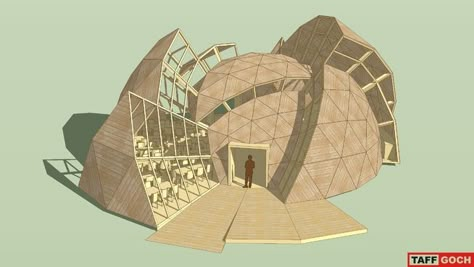 Geodesic Dome • "Deconstructed" - 3D Warehouse Geodesic Domes, Geodesic Dome Homes, Concept Models Architecture, Pavilion Design, Conceptual Architecture, Architecture Design Sketch, Architecture Design Drawing, Architecture Model Making, Architecture Concept Drawings