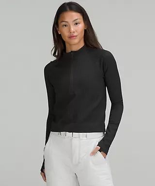 Rest Less Cropped Half Zip Online Only | Lululemon (US) Cropped Half Zip, Athleisure Style, Fall 23, Half Zip Sweatshirt, Tank Top Dress, Fall 24, Athleisure Wear, Cozy Interior, Womens Long Sleeve Shirts