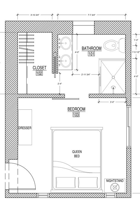 Open Concept Bedroom And Bathroom And Closet, Narrow Bedroom Ideas Layout Master Suite, 16x16 Bedroom Design, Restroom And Closet Combo, Small Master Bath Closet Combo, Primary Bedroom Ensuite Layout, Step Down Master Suite, Ensuite Closet Combo, Bathroom And Closet Combo Master Floor Plan