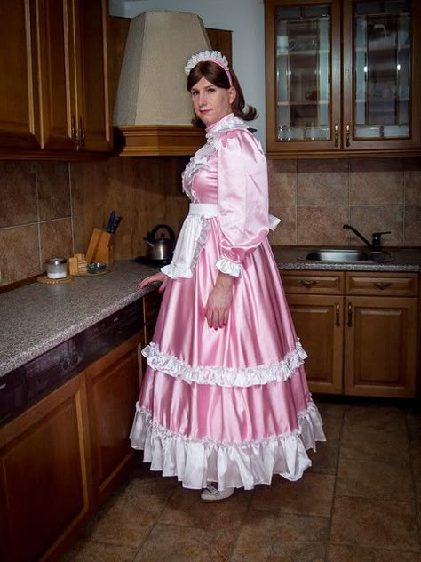 Victorian Maid, Frilly Knickers, Satin Outfits, Pink Kitty, Maid Uniform, Party Frocks, Frilly Dresses, Female Transformation, Maid Dress