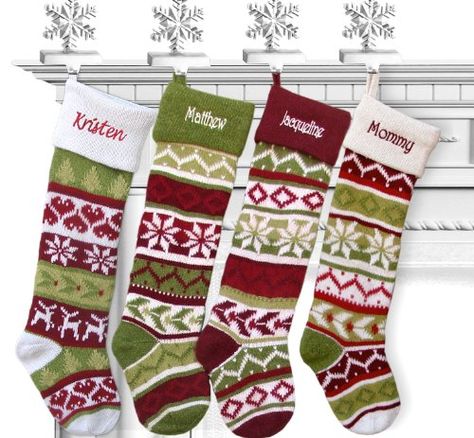 SET OF 4 Knit Christmas Stockings Fair Isle Design 28 Personalized  CHOOSE YOUR DESIGNS  Embroidered with Your Names -- This is an Amazon Affiliate link. You can get more details by clicking on the image. Christmas Stockings Pattern, Knitted Christmas Stocking Patterns, Stocking Patterns, Stocking Designs, Christmas Yarn, Stockings Christmas, Knit Christmas, Christmas Stocking Pattern, Knit Stockings