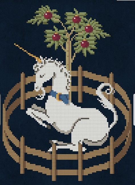 Medieval Cross Stitch Patterns, Medieval Cross Stitch, Unicorn Tapestry, Unicorn Cross Stitch Pattern, Graph Crochet, Beaded Cross Stitch, Pixel Pattern, Crochet Tapestry, Modern Cross Stitch Patterns