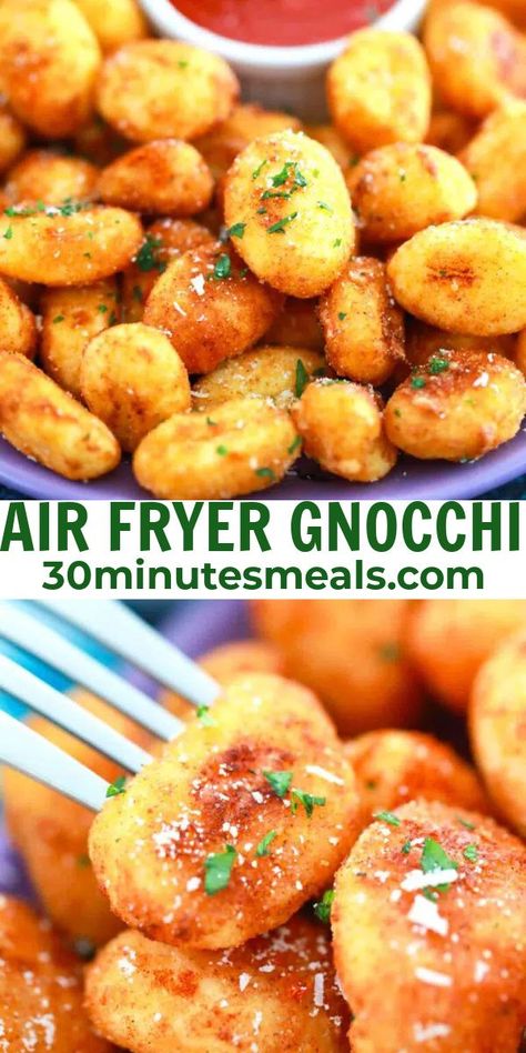 Frozen Gnocchi In Air Fryer, Crunchy Gnocchi Air Fryer, Air Fry Gnocchi Recipes, Crispy Air Fryer Gnocchi, Airfryer Gnocchi Recipes, Gnocchi In Air Fryer, Air Fried Gnocchi Recipes, Gnocchi Snacks, Quick And Easy Snack Recipes Air Fryer