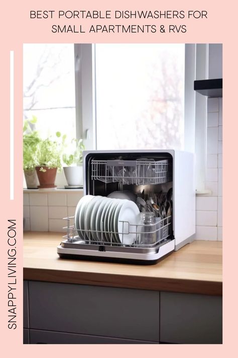 Portable Dishwasher Ideas Small Kitchens, Mini Dishwasher Small Spaces, Apartment Design Luxury, Slim Dishwasher, Luxury Apartment Interior Design, Dishwasher Cabinet, Mini Dishwasher, Luxury Apartments Interior, Small Dishwasher