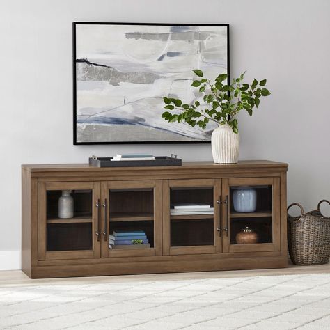 Member's Mark Lowell 70" Multi-Use Console, Natural - Sam's Club Console Table Under Mounted Tv, Family Room With Bar, Living Room Tv Stands, Room With Bar, Sage Green Living Room, Decoration Ideas Living Room, Rustic Living Room Ideas, Family Room Remodel, Living Room Decoration Ideas