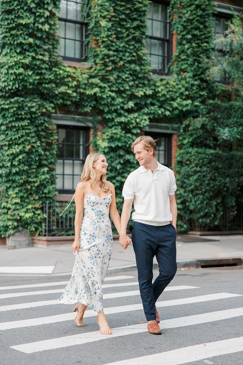 Effortlessly Chic West Village Engagement | Jill Sahner Photography East Village Engagement Photos, Alexandria Engagement Photos, West Village Engagement Shoot, Engagement Session Outfit Ideas, Engagement Photos Street, Couple Elegant Outfits, Georgetown Engagement Photos, West Village Engagement Photos, Old Town Alexandria Engagement Photos